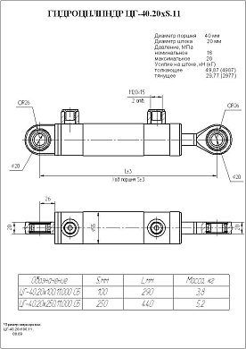 Гидроцилиндр ЦГ-40.20х250.11СБ