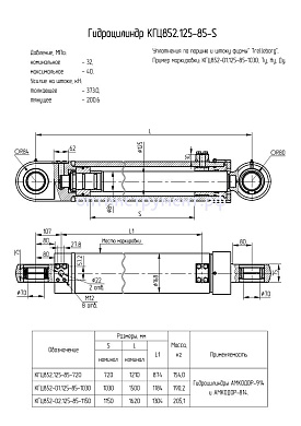 Гидроцилиндр КГЦ 852-02.125-85-1150