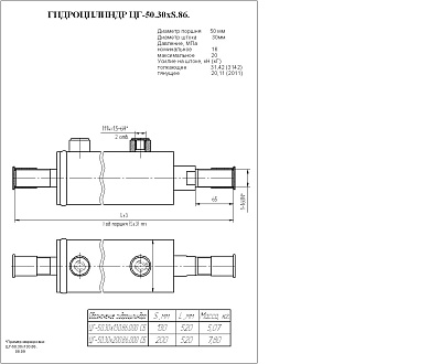 Гидроцилиндр ЦГ-50.30х200.86.000 СБ